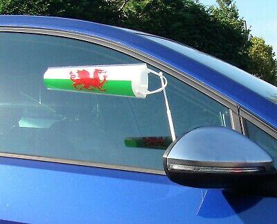 Wales Car Flags Strong Suction fit for Wingmirror 2 x flags £6 Inc 1st class p&p