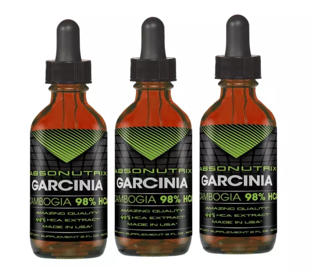 3 Absonutrix Garcinia Cambogia Drops 98% HCA 2 oz weight management fat burner