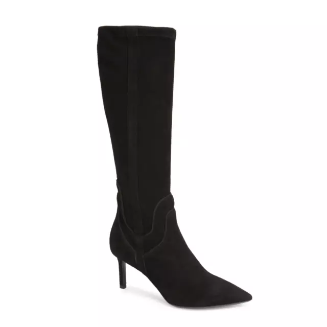 Aquatalia Mariel Suede Knee Boots in Black SZ 7 1/2