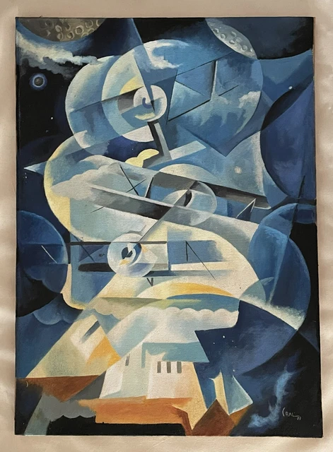 Tullio Crali, Oil on canvas old and signed - Art, Vintage, Painting