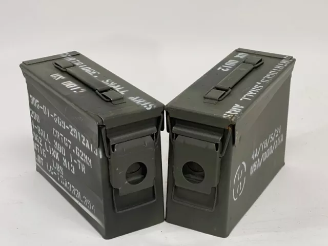30 Cal Metal Ammo Can – Military Steel Box Ammo Storage - Used - 2 Pack