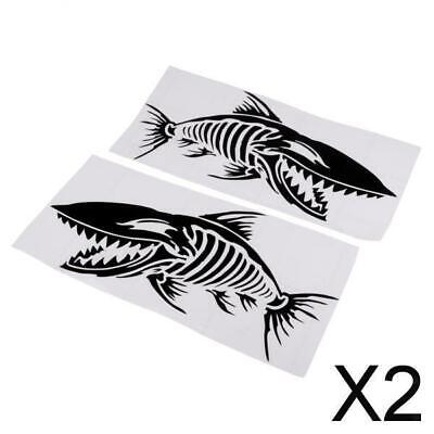 2X Confezione da 2 decalcomanie adesive con scheletro di pesce nero per grafica