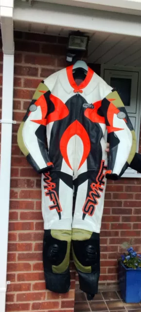 SWIFT INTERNATIONAL 1 piece Racing leathers with kevlar arm, back and ...