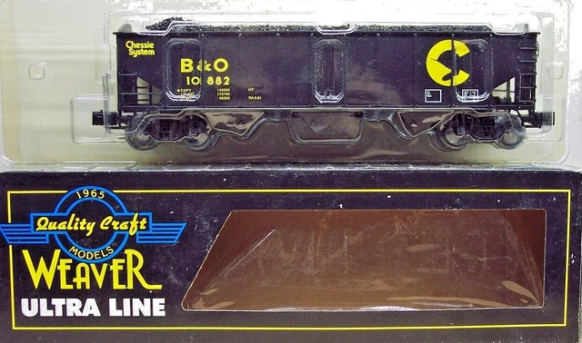 Weaver O Scale B&O Baltimore & Ohio Chessie 3  Bay Hopper 3 Rail With Load
