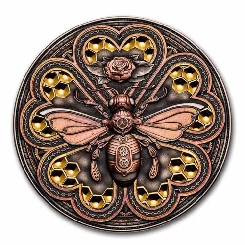 2023 Niue 2 oz Silver Antique Steampunk: Metal Bee 2023 Niue 2 oz Silver Antique Steampunk: Metal Bee