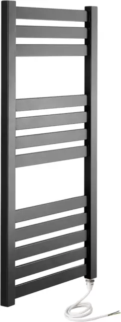 Greened House VAS 500 x 960mm Designer Black Electric Towel Warmer Flat Panel