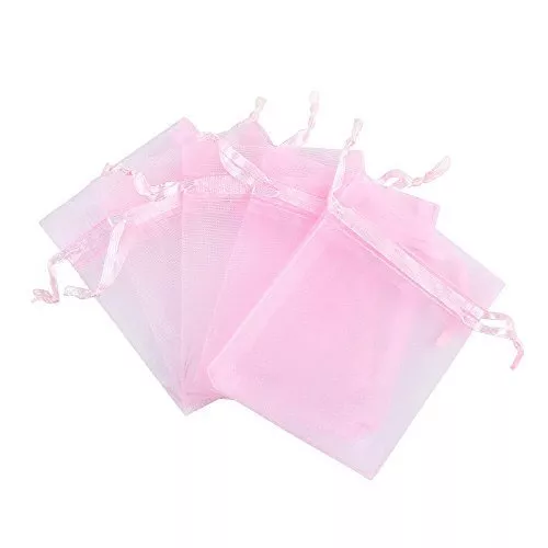 Sacs-cadeaux organza rose faits main pour bébé - parfaits pour bijoux, bonbons, faveur de mariage 2