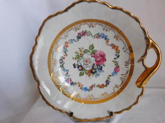 Revol superbe coupe a fruit en porcelaine décor floral et dorures