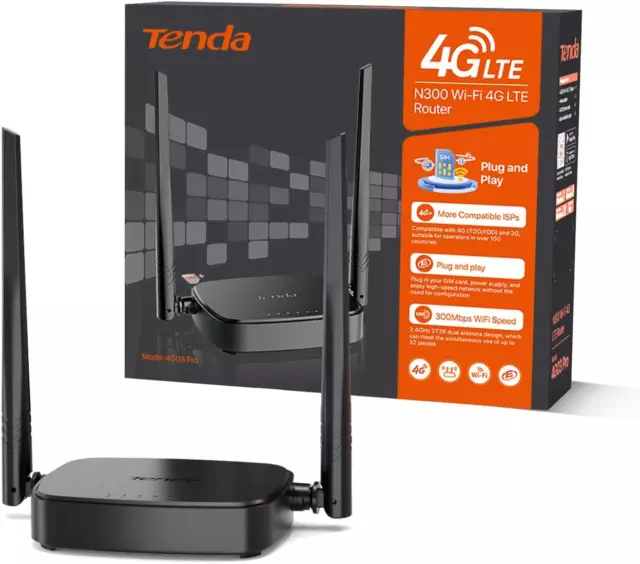 4G03 Pro Router 4G LTE fino a 150 Mbps, Wi-Fi Wireless N300 Mbps, Router Wi-Fi c