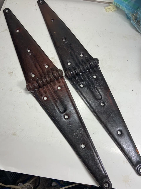 Antique Ribbed Rustic Vintage Barn Strap Hinges LARGE 4 " x 24 "