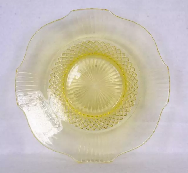 Vintage LANCASTER Glass AMY Yellow Amber Topaz CENTERPIECE DISPLAY BOWL 11"D