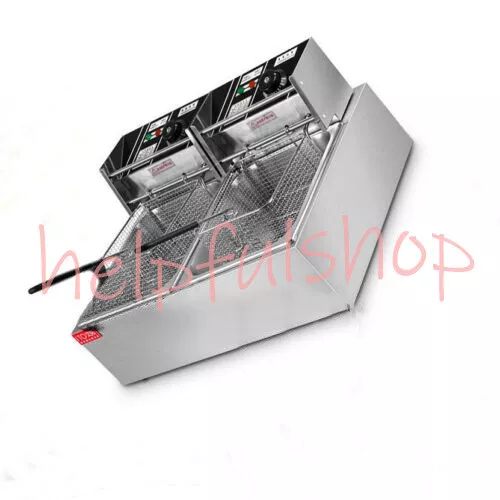 ONE 220V 12L Dual Tank Electric Deep Fryer Fast Food Frying Machine NEW