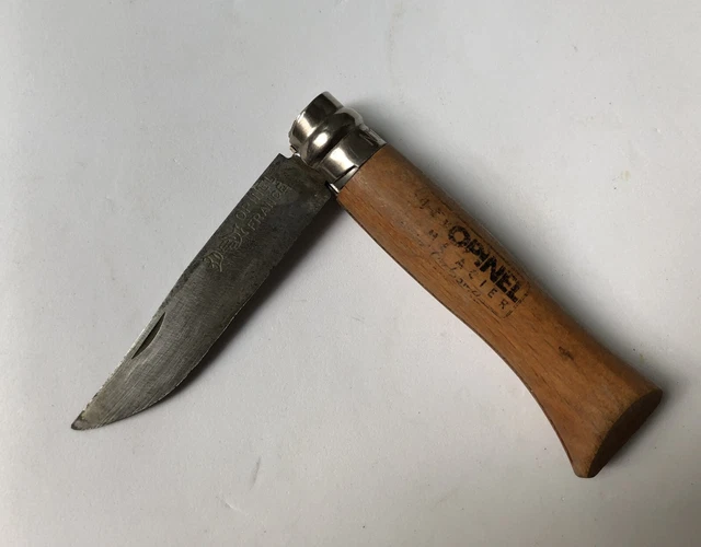 ANCIEN PETIT COUTEAU Pliant Opinel N°6 Manche En Bois La Main Couronnée