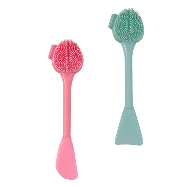 2 PCS Skincare Applicator Tools Silicone Cleansing Brush Spatula Scraper Lips