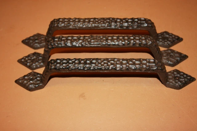Rustic Farmhouse Large Door Handle Pull 12 1/4", Hammered design cast iron HW-81 7