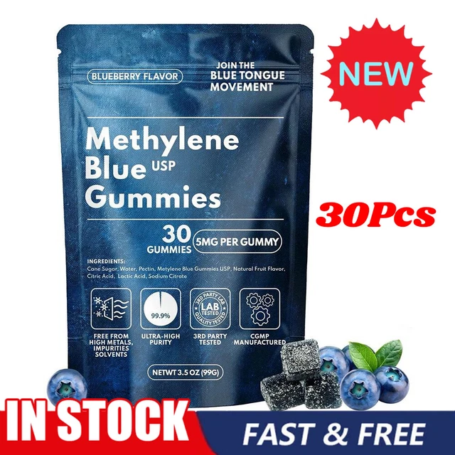 METHYLENE BLUE 1% PharmaGrade Gummy Highest Quality 5mg per Serving 30 ...