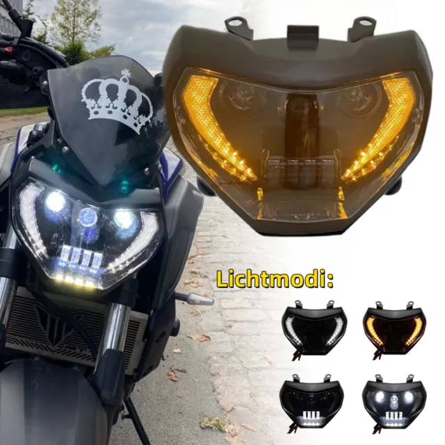 E9 Approved LED Scheinwerfer DRL mit Blinklicht für Yamaha MT07 MT-07 2018-2020