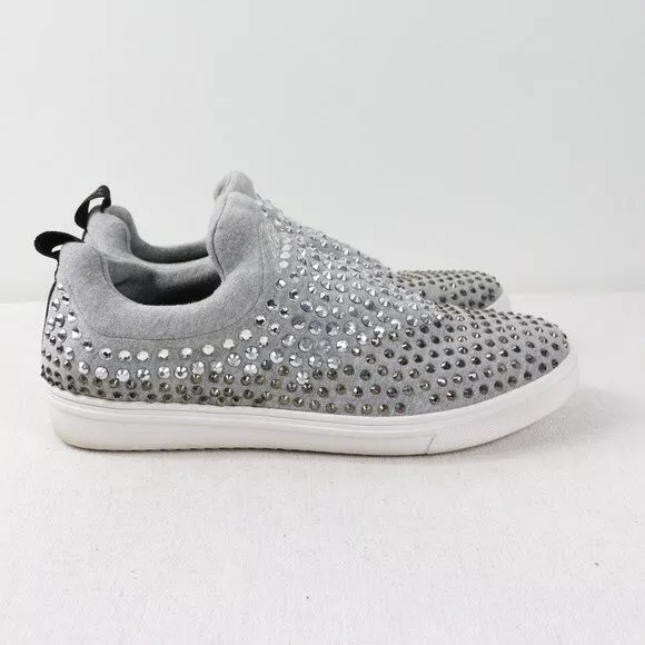 Steve Madden Sherry Studded Slip On Sneakers Shoes Womens Size 10M Gray Silver