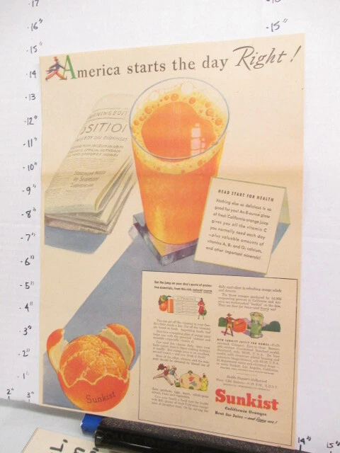 newspaper ad 1941 American Weekly SUNKIST orange juice drink citrus fruit