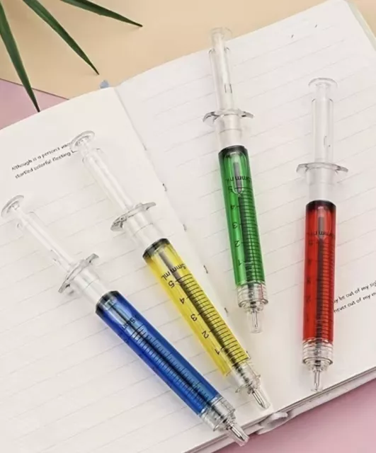 Novelty Syringe Shape Needle Black Ink Pen - Joke Nurse Doctor Paramedic Vet -