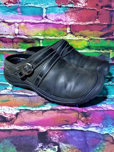 Keen Presidio II Black Leather Shoes Mules Womens Size 6 Slip On Outdoor