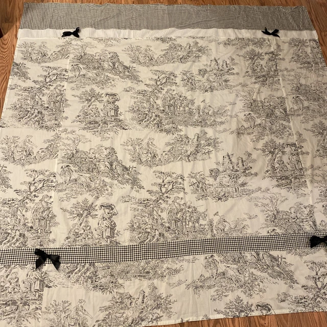 De Colección Sweet Jojo Toile Francés Country Blanco y Carbón Cortina de Gingham