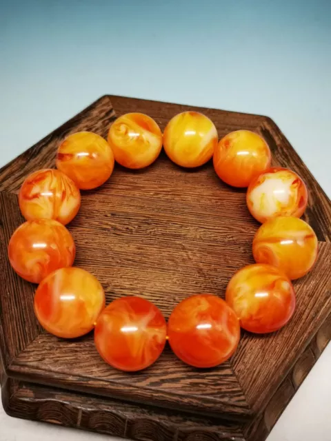 20mm Big Ball Beads Yellow Beeswax Bead Hand Polished Prayer Bracelet DA8