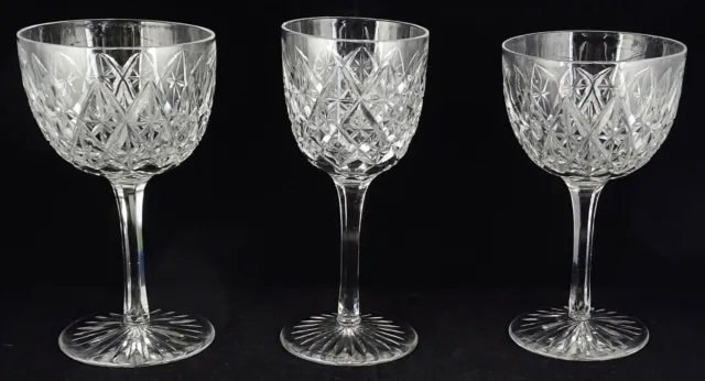 3 ABP American Brilliant Period Wine Goblets Glasses Star Pattern