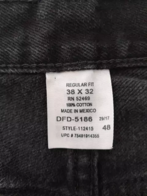 FADED GLORY MEN'S Black Denim Regular Fit Jeans Size 38x32 Cotton $14. ...