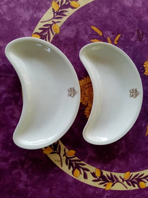 Lot De 6 Demi-assiettes En Porcelaine Blanche Forme Haricot - Occasion Bon état, Sans Motif, Idéal Pour Apéritif