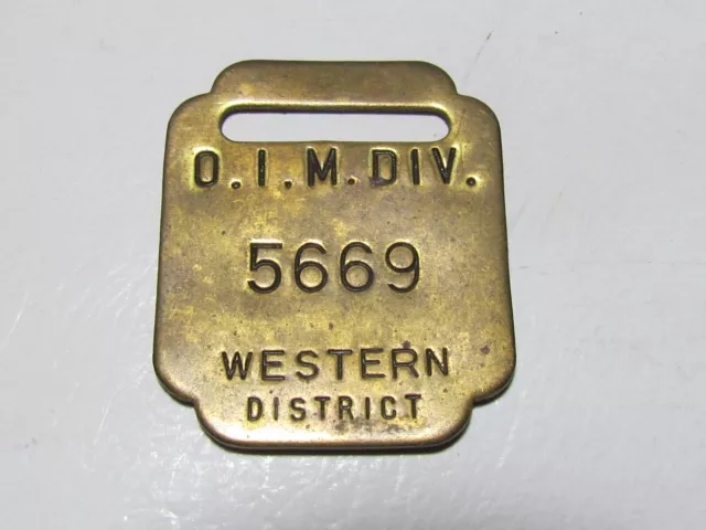 Oliver Iron Mine Mining Company Brass Check Tag Minnesota Western District..