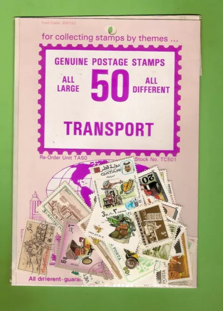#D172. Pack Of 50 Transport Thematic Stamps