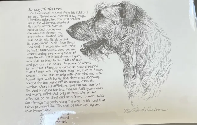 Irish Wolfhound Poem Ltd Edition Print 11x17 By Van Loan signed