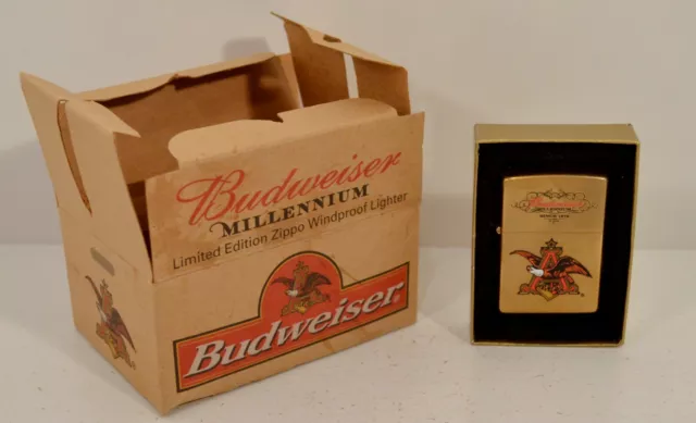 2000 Zippo Budweiser Eagle Millennium Limited Collector Edition Brass Lighter