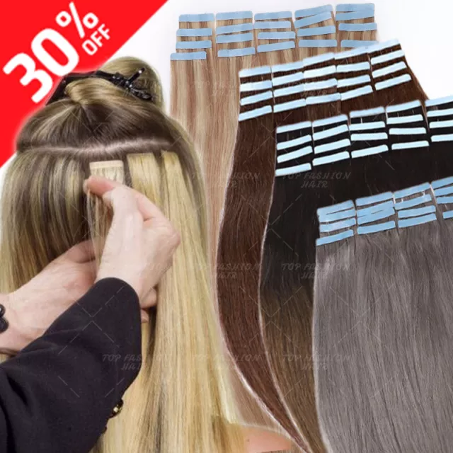 Russian Tape In Skin Weft Human 100% Remy Hair Extensions Full Head Ombre Thick