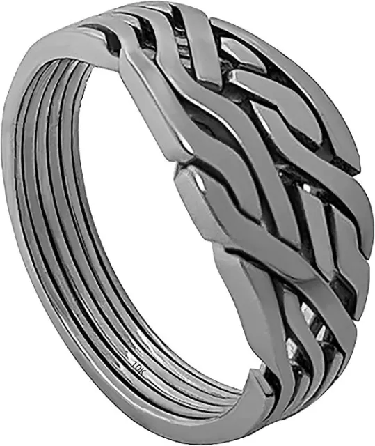 Criss cross puzzle ring 925 silver handmade  6 band Loopy Six for men for women