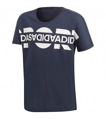 Adidas Ragazze T-Shirt Atletico Grafico Tee Bambini Moda Formazione Blu Navy