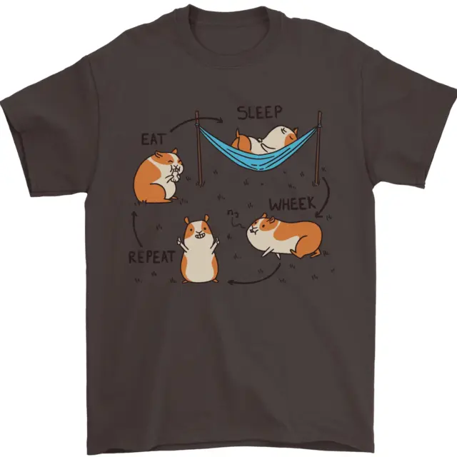 T-shirt da uomo divertente Hampster Eat Sleep Wheek Repeat 100% cotone 11