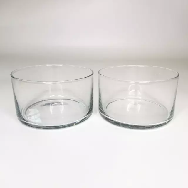 Williams Sonoma Sheer Clear Glass Salad Bowls Set of 2 Vintage 3 in H x 5 in Dia