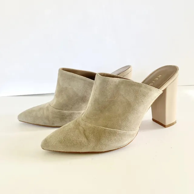 Reiss Amalia Suede Pointed Toe Mules Block Heel Booties Size 41 10.5 2