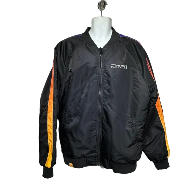 Amazon ReInvent Full Zip Adult Black Bomber AWS Jacket Size XL