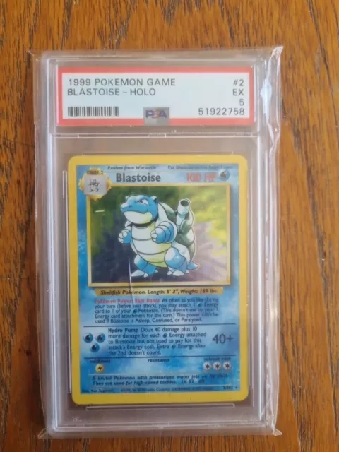 Pokémon TCG Blastoise 2/102 Base Set PSA 5 WOTC Holo Card Rare Freshly Graded