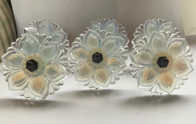 Victorian Opalescent Glass Flower Shape Curtain Tie Back With Original Hardware