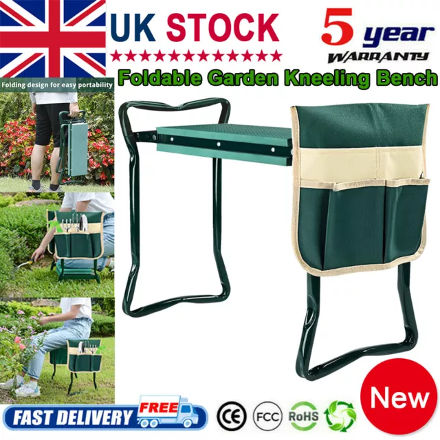 Foam Padded Garden Portable Folding Knee Pad Kneeler Seat Stool And Tool Bag