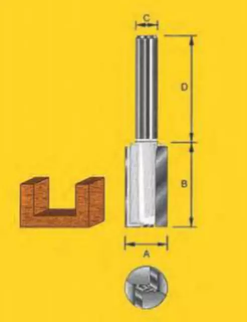 Router Bit 33mm Straight Two Flutes 1/4" 6.35 x 32mm Shank Tungsten Carbide Tip