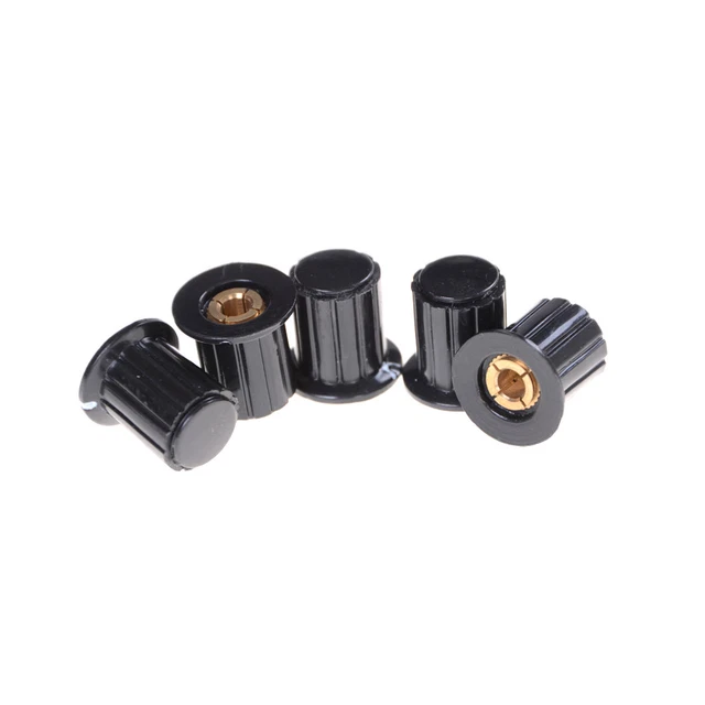 5x Ribbed Grip 4mm Split Shaft Potentiometer Control Knobs Black High _tu