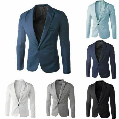 Mens Business Formal Blazer Dress Suit Coat Jacket Casual One Button Outwear AU 3