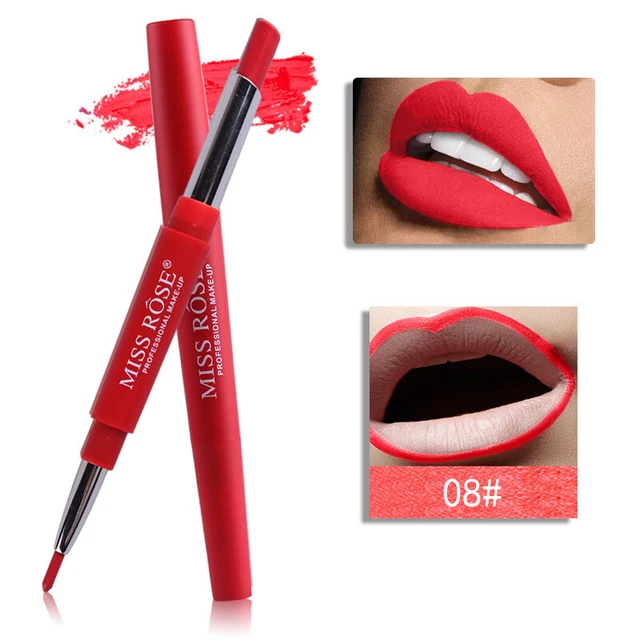 2 In 1 Double Head Lip Liner Pencils Waterproof Lipstick Long Lasting Pigment UK