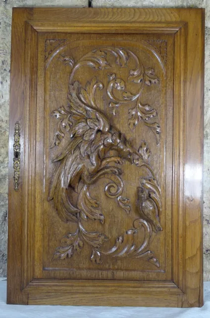Antique French Large Carved Wood Doors Wall Panel Door Solid Oak Salvage BIRDS