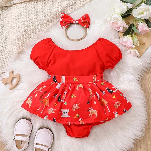 Abiti con stampa natalizia neonati bambini bambine con stampa natalizia romper body outfit fascia